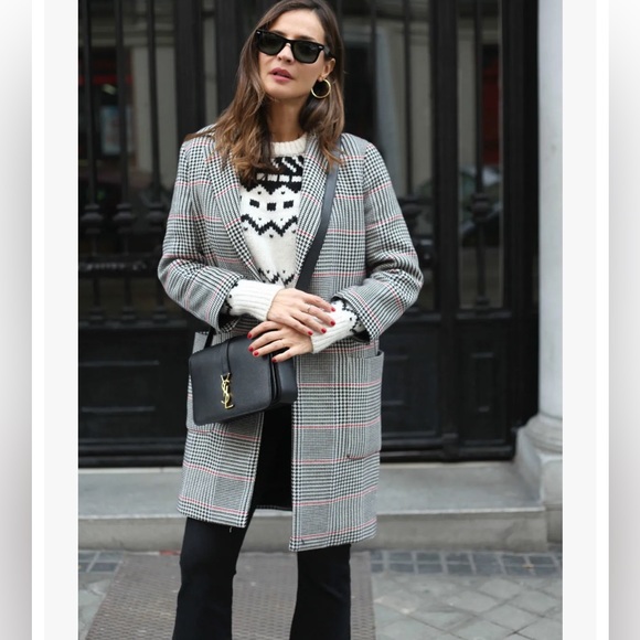 Zara Rare Ecru Tartan Checked Classic Coat Bloggers Favourite. - Picture 3 of 13